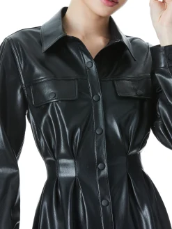 MALINA VEGAN LEATHER SHIRT DRESS