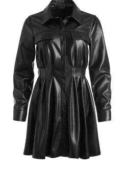 MALINA VEGAN LEATHER SHIRT DRESS