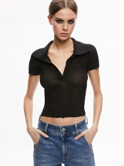 MARTHA METALLIC POLO CROP TOP