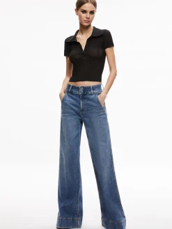 MARTHA METALLIC POLO CROP TOP