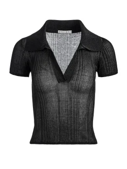 MARTHA METALLIC POLO CROP TOP