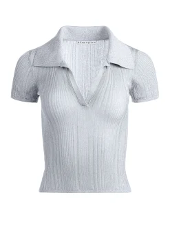 MARTHA METALLIC POLO CROP TOP