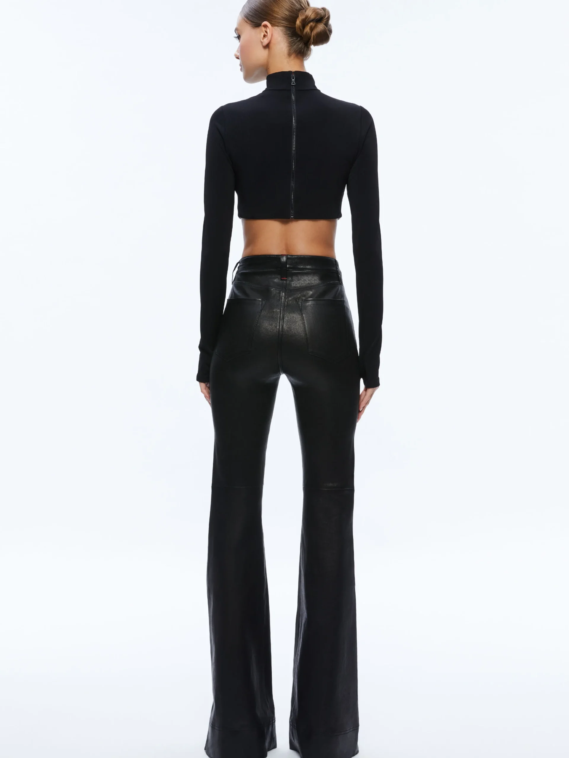 MELANGE RHINESTONE CROPPED TURTLENECK