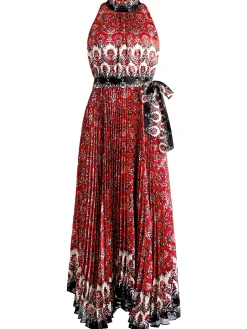 MERTIE MOCK NECK PLEATED MAXI DRESS