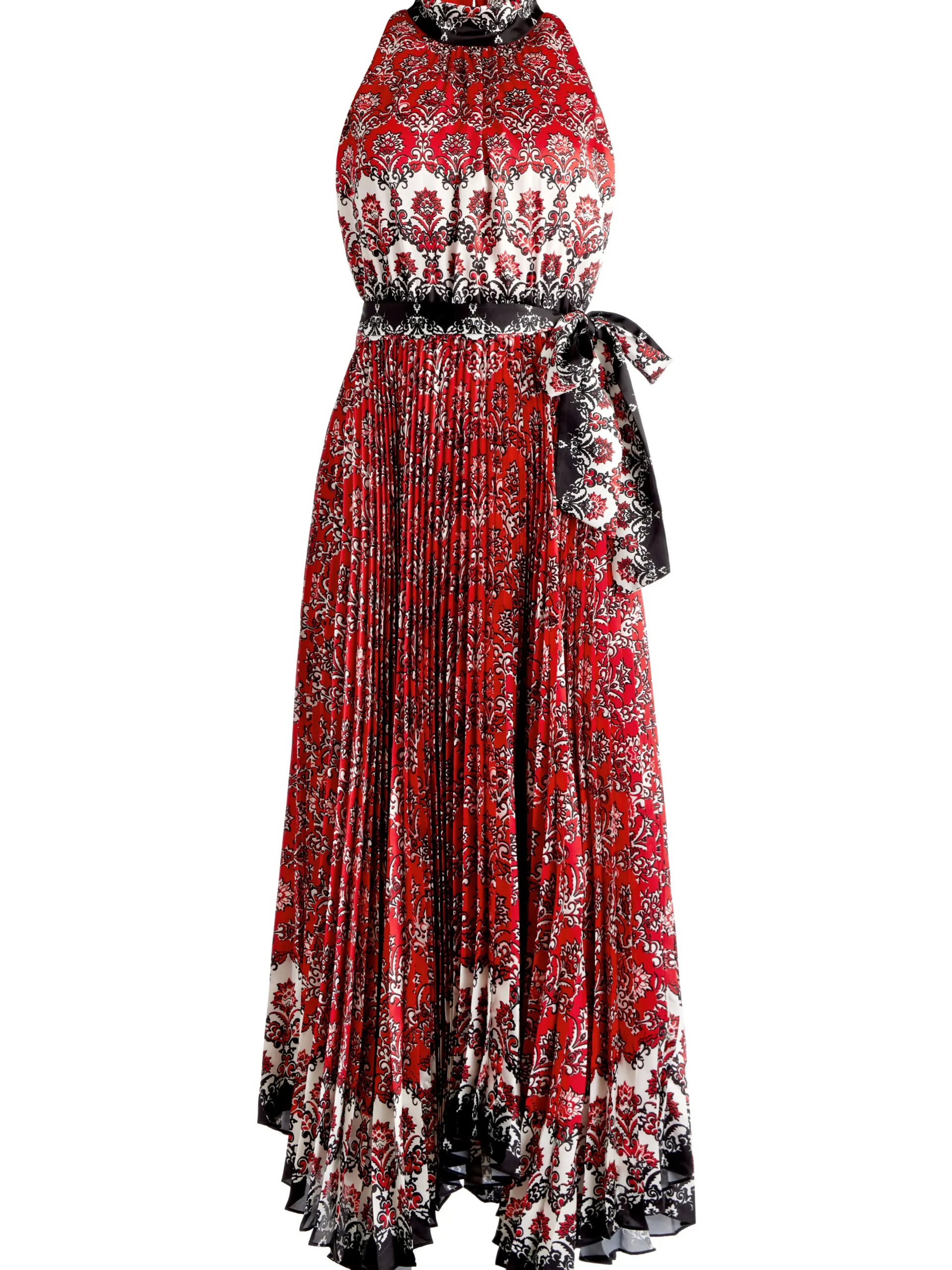 MERTIE MOCK NECK PLEATED MAXI DRESS