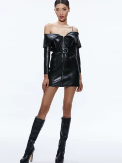 MIARA VEGAN LEATHER MOTO DRESS