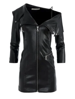 MIARA VEGAN LEATHER MOTO DRESS