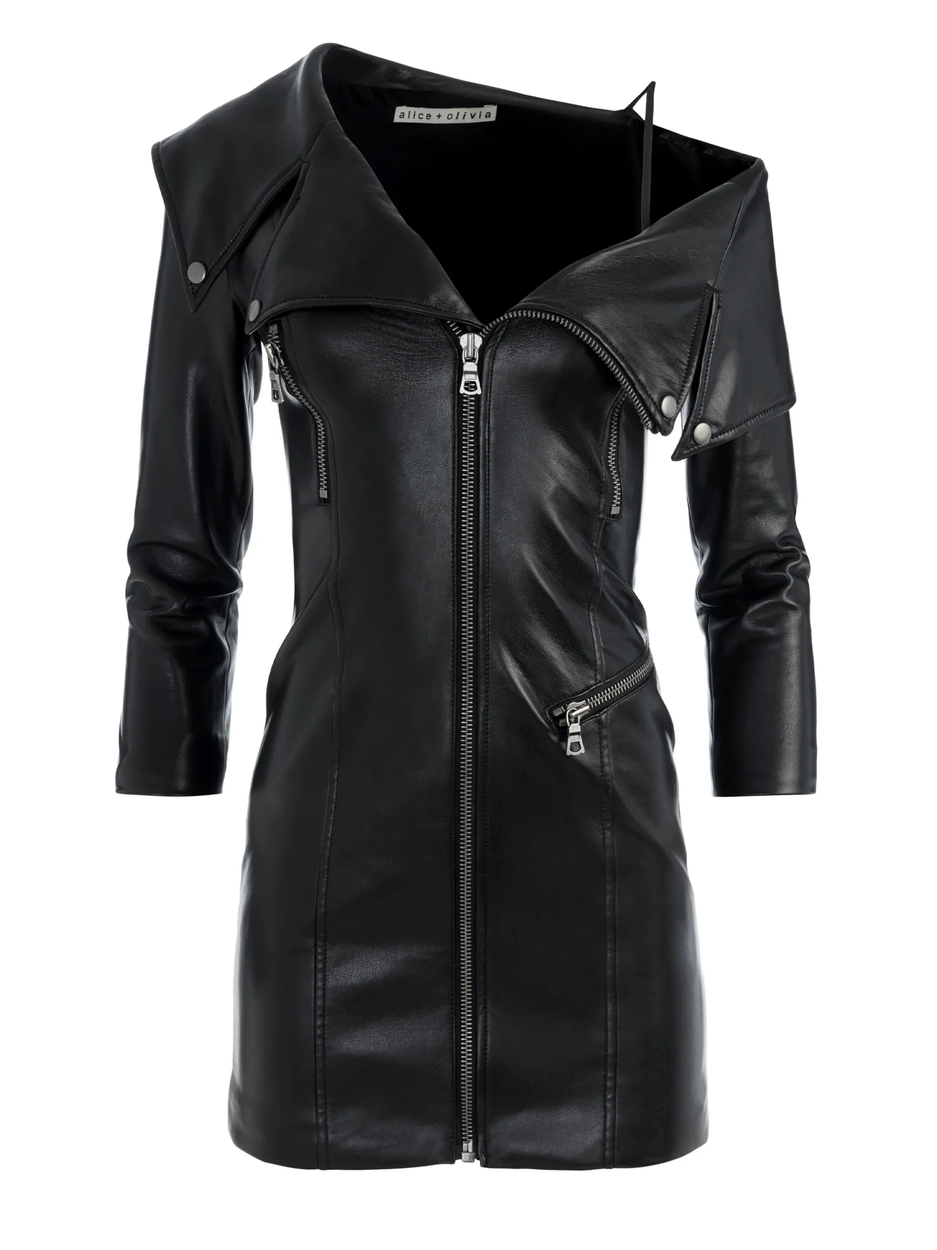 MIARA VEGAN LEATHER MOTO DRESS