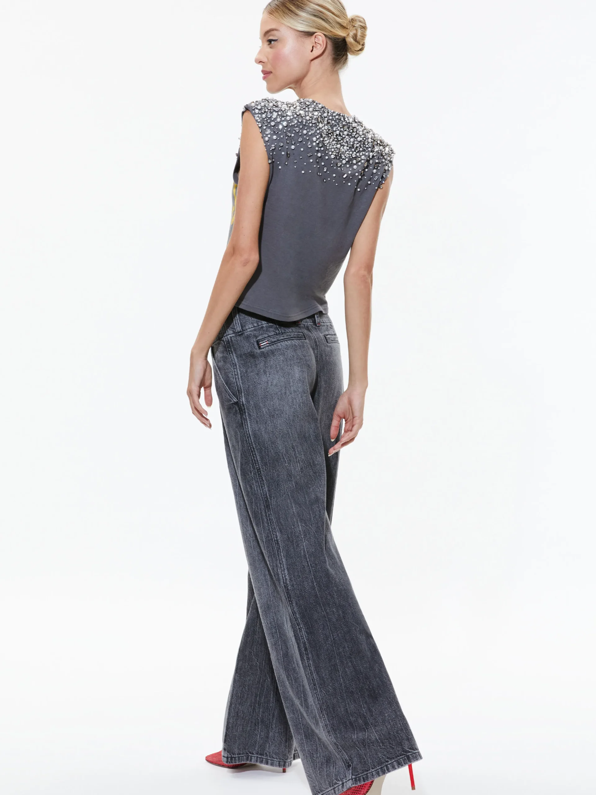 MICAH EMBELLLISHED CROPPED MUSCLE TANK
