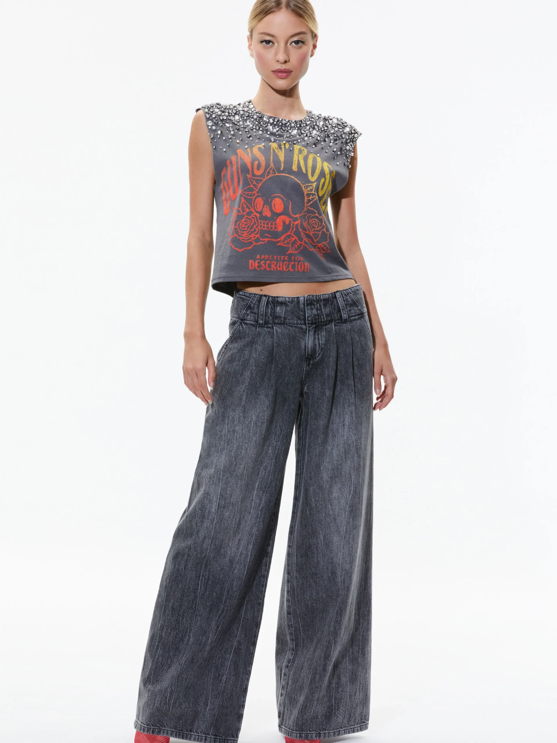 MICAH EMBELLLISHED CROPPED MUSCLE TANK