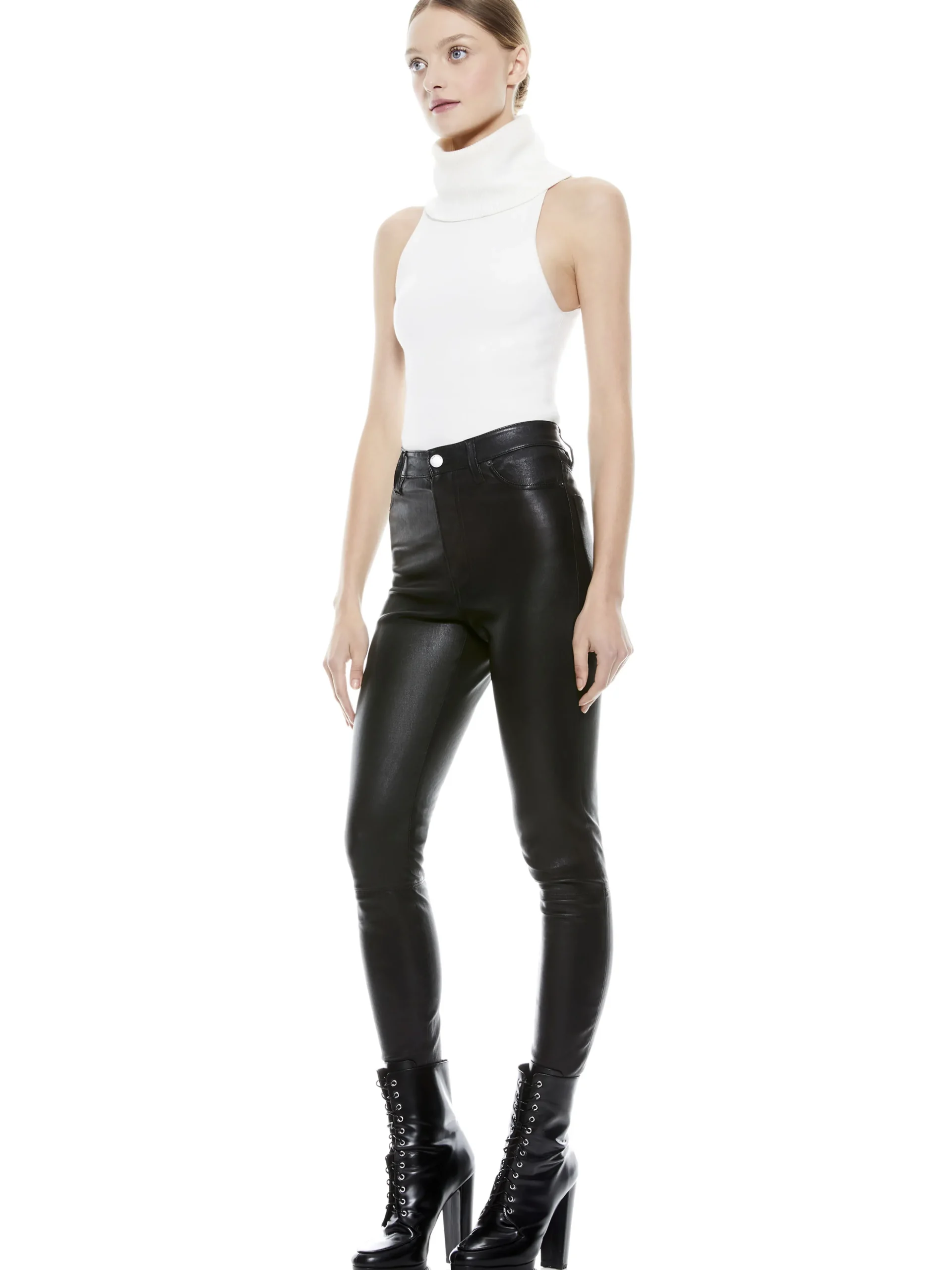 MIKAH SINGLE BUTTON LEATHER PANT