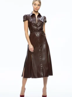 MIRANDA VEGAN LEATHER MIDI DRESS