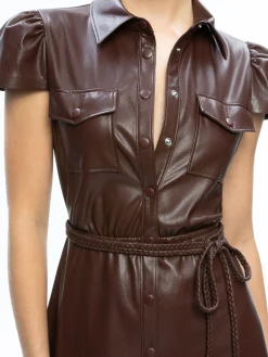 MIRANDA VEGAN LEATHER MIDI DRESS