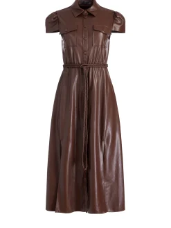 MIRANDA VEGAN LEATHER MIDI DRESS