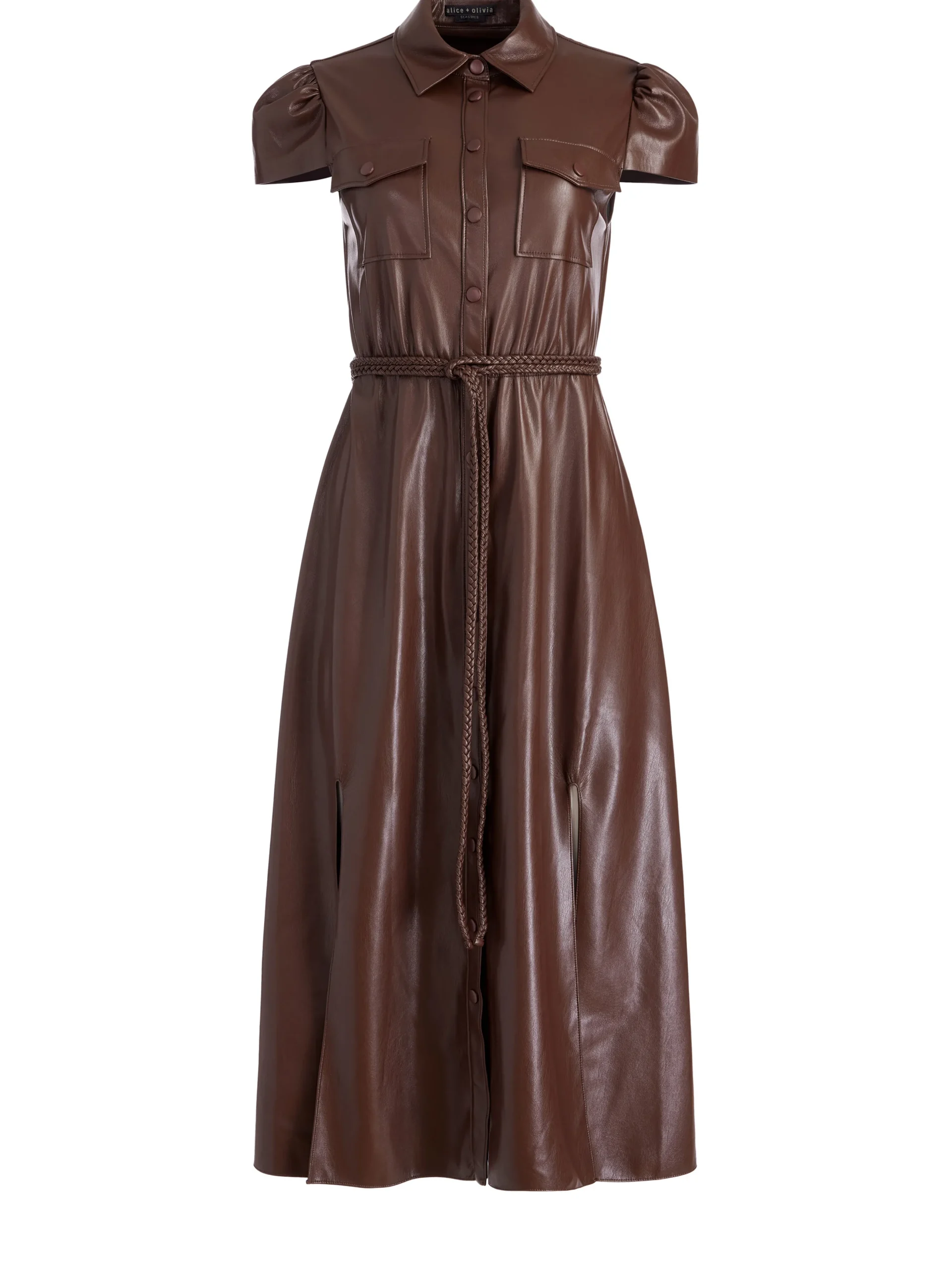 MIRANDA VEGAN LEATHER MIDI DRESS