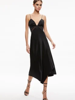MORIAH SHEER CUTOUT MIDI DRESS