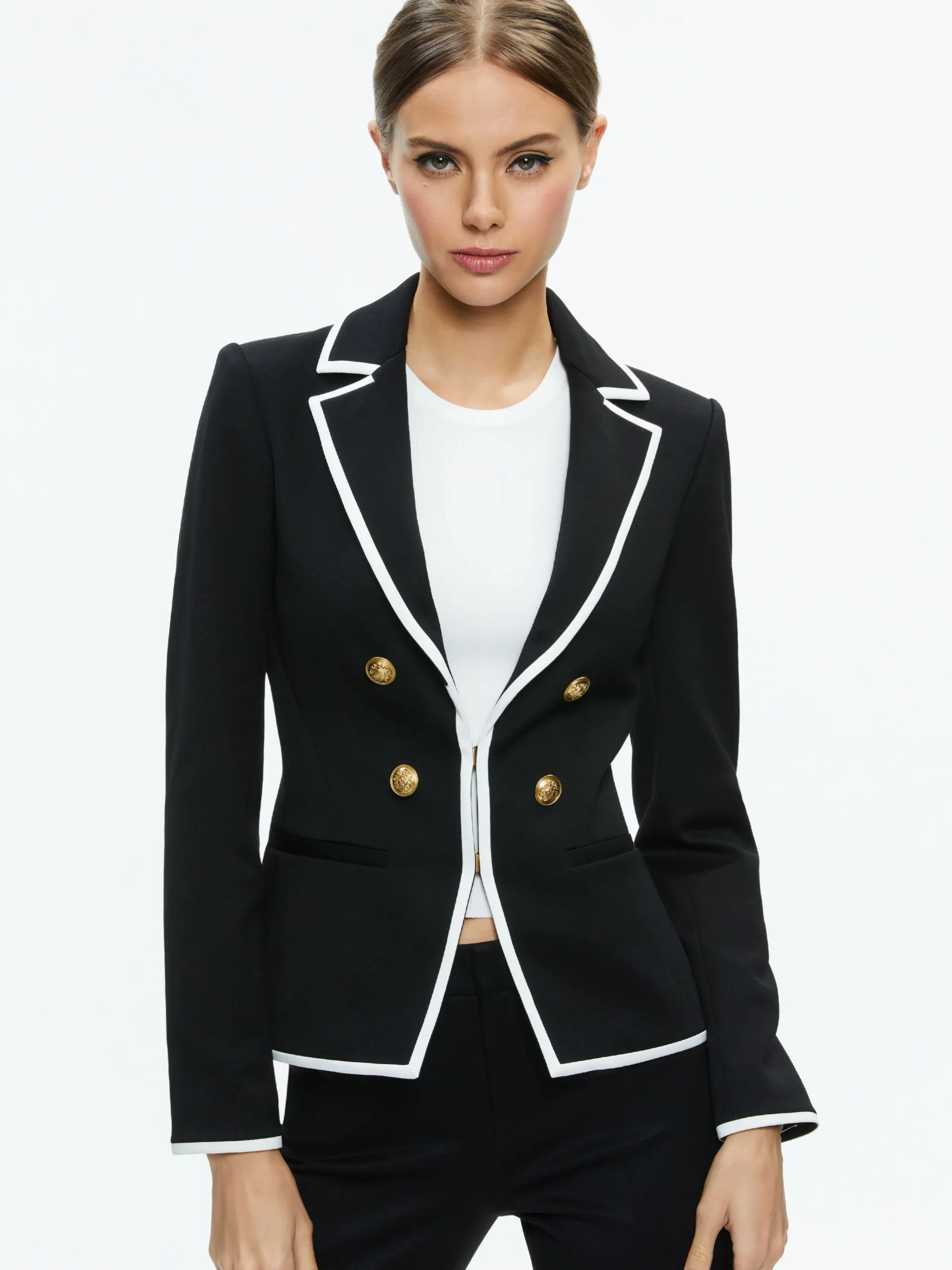 MYA CONTRAST PIPING FITTED BLAZER