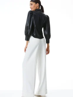 NADINE VEGAN LEATHER BUTTON DOWN