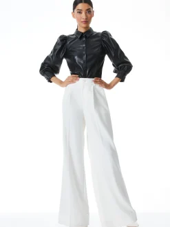 NADINE VEGAN LEATHER BUTTON DOWN