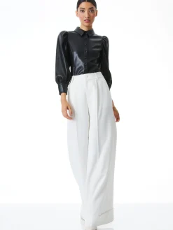 NADINE VEGAN LEATHER BUTTON DOWN