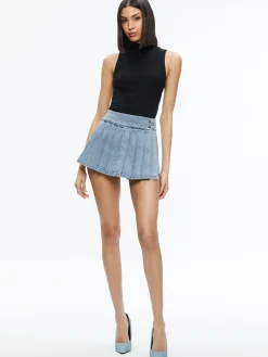 NOAH DENIM PLEATED SKORT