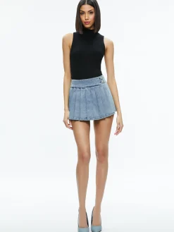 NOAH DENIM PLEATED SKORT