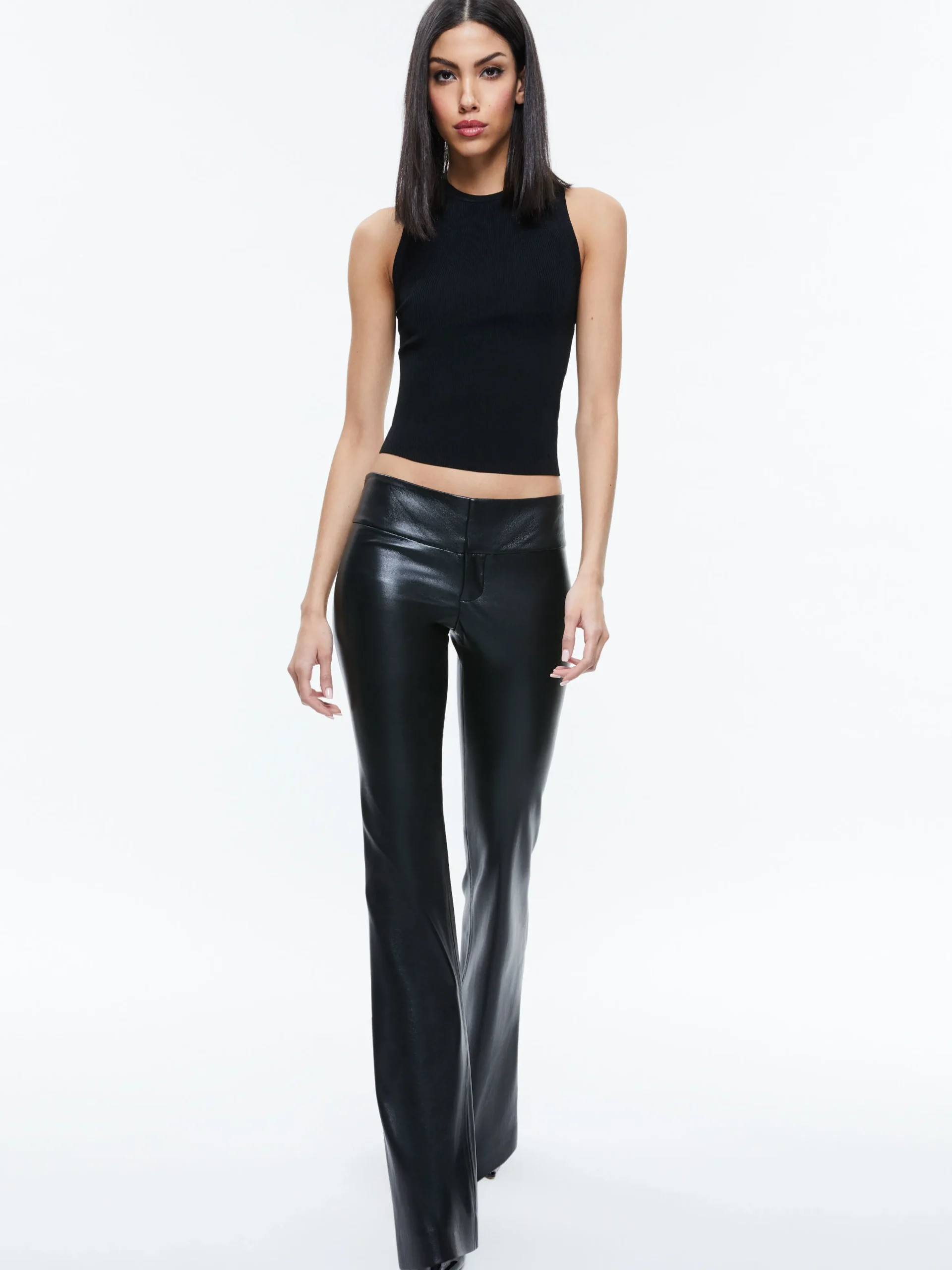 OLIVIA VEGAN LEATHER BOOTCUT PANT