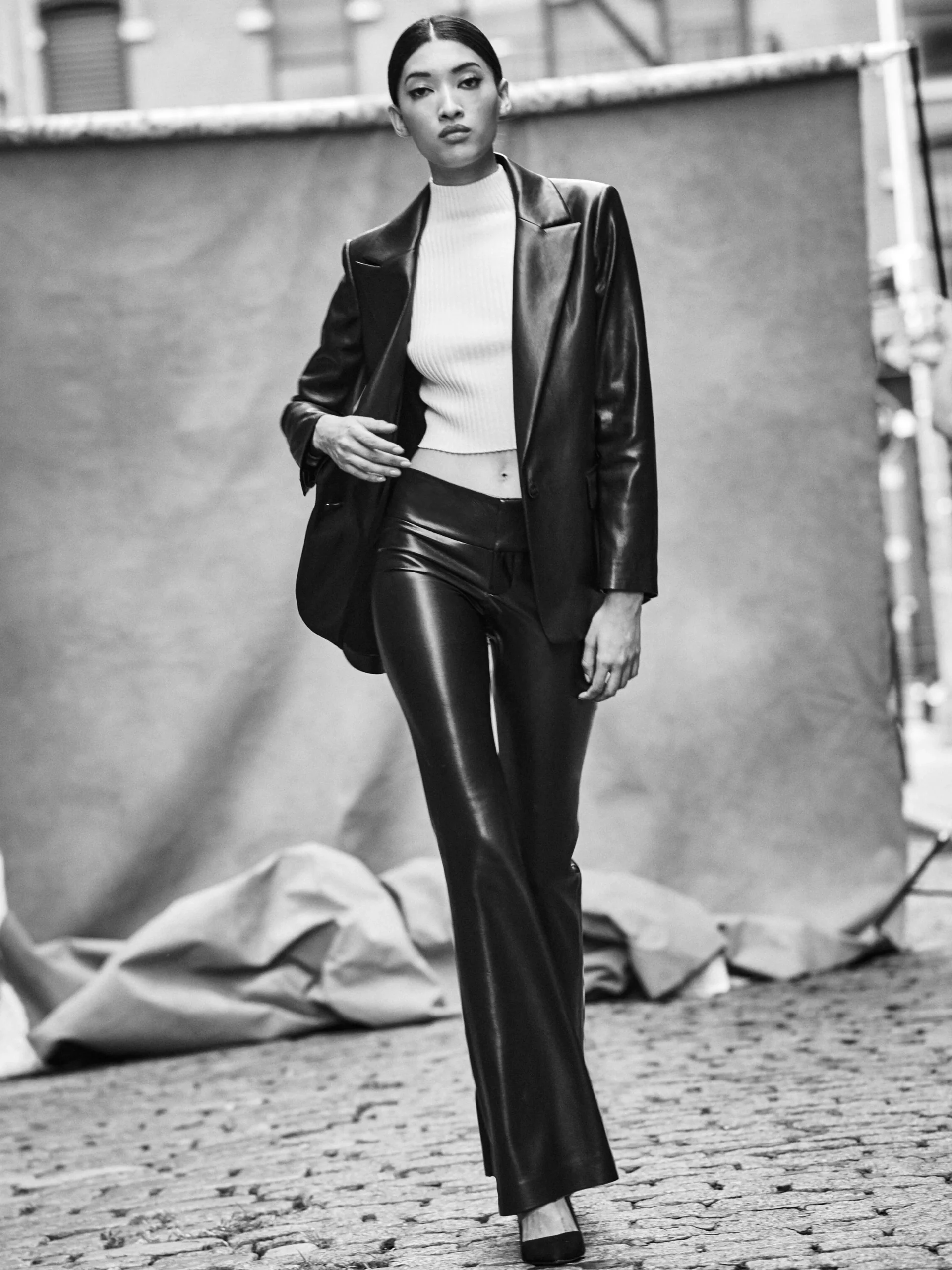 OLIVIA VEGAN LEATHER BOOTCUT PANT
