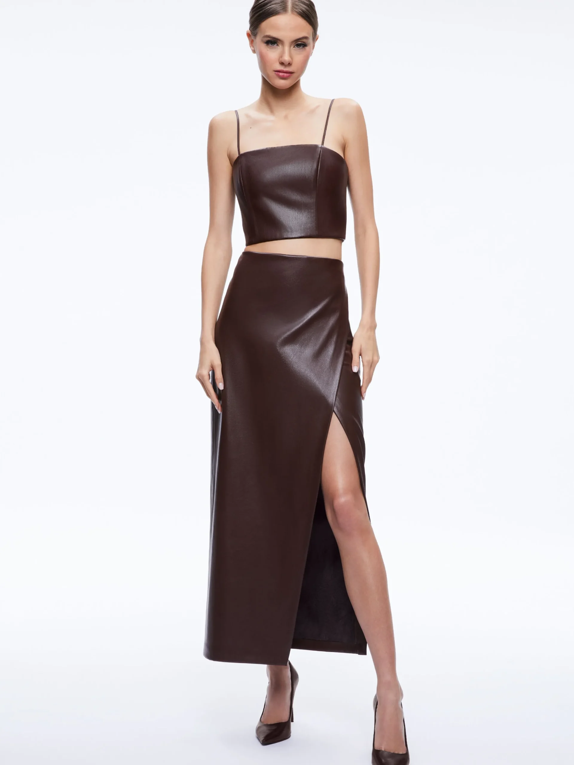 PEARLE VEGAN LEATHER BUSTIER TOP
