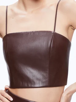 PEARLE VEGAN LEATHER BUSTIER TOP