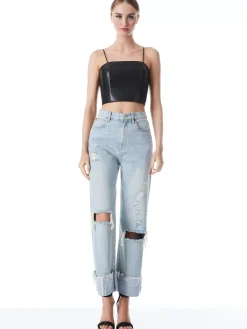 PEARLE VEGAN LEATHER SPAGHETTI STRAP BUSTIER