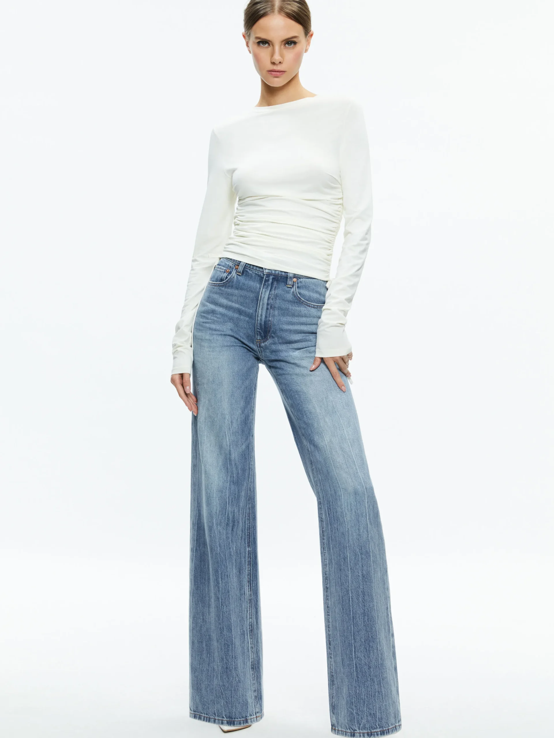PERCY CREWNECK RUCHED CROPPED TOP
