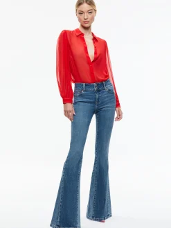 ROANNE BLOUSON SLEEVE BUTTON DOWN