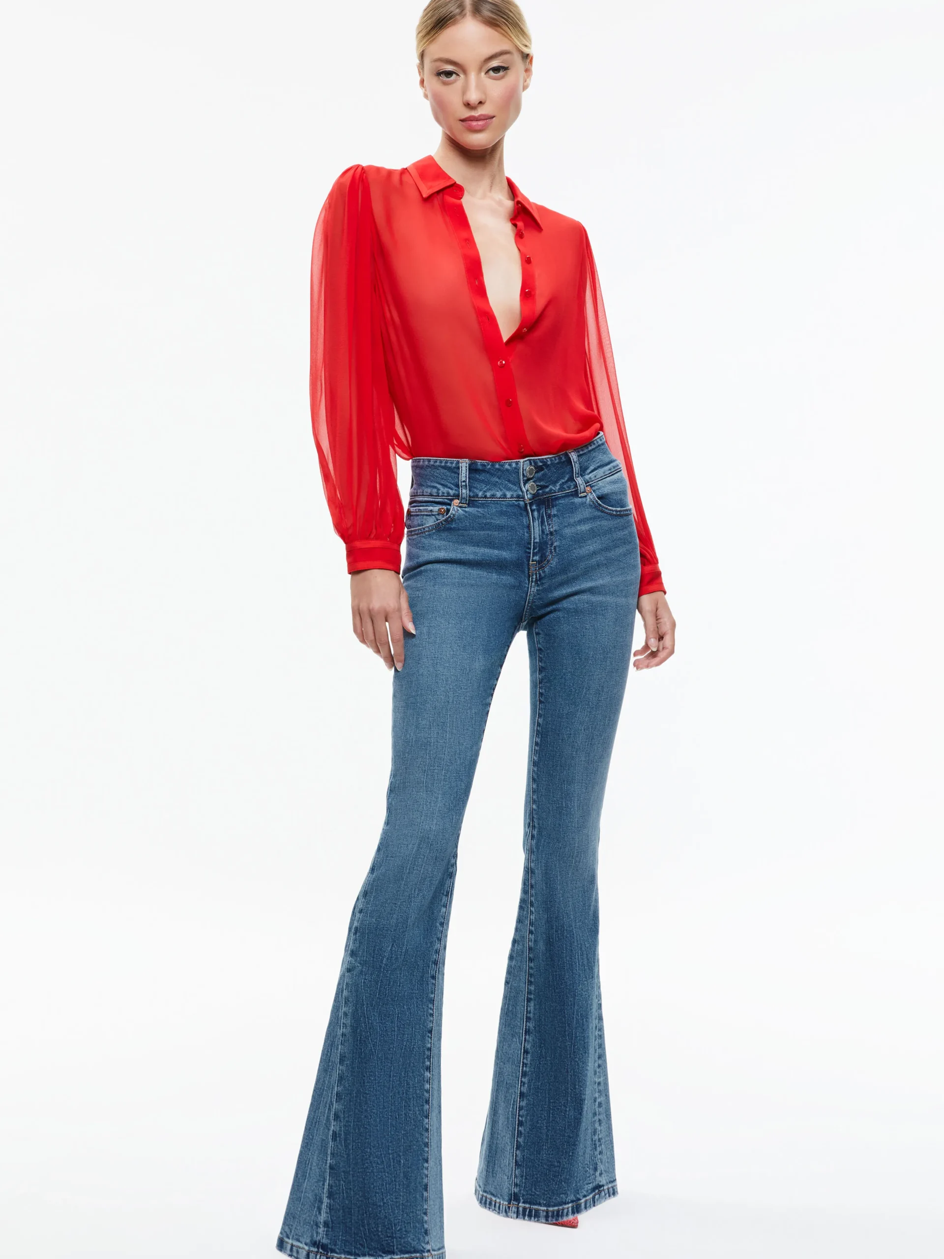 ROANNE BLOUSON SLEEVE BUTTON DOWN