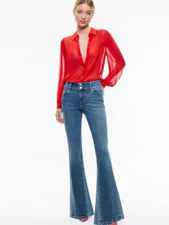 ROANNE BLOUSON SLEEVE BUTTON DOWN