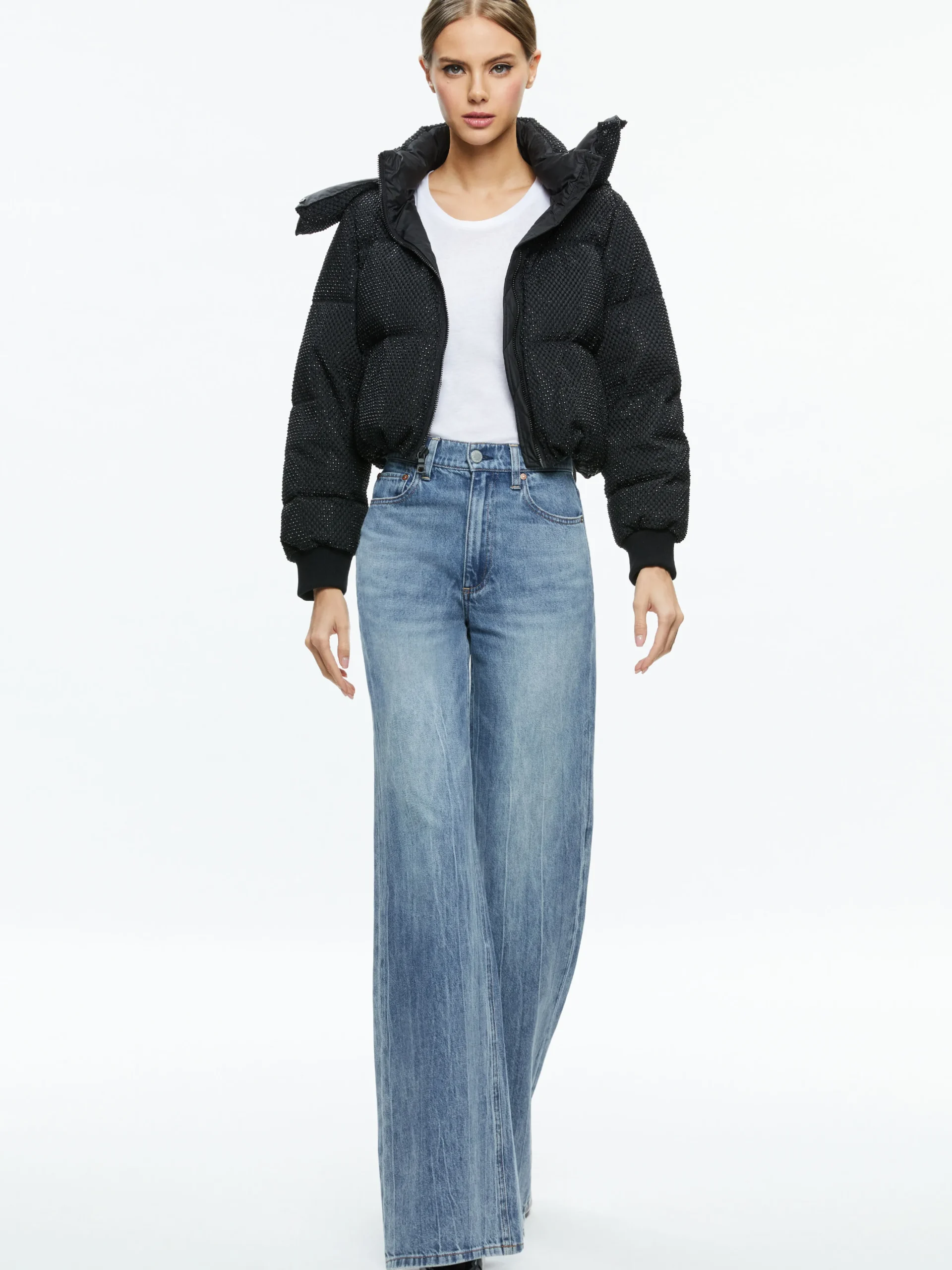 ROBENA CRYSTAL EMBELLISHED CROPPED PUFFER