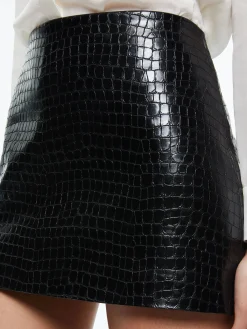 RUBI VEGAN LEATHER CROC MINI SKIRT