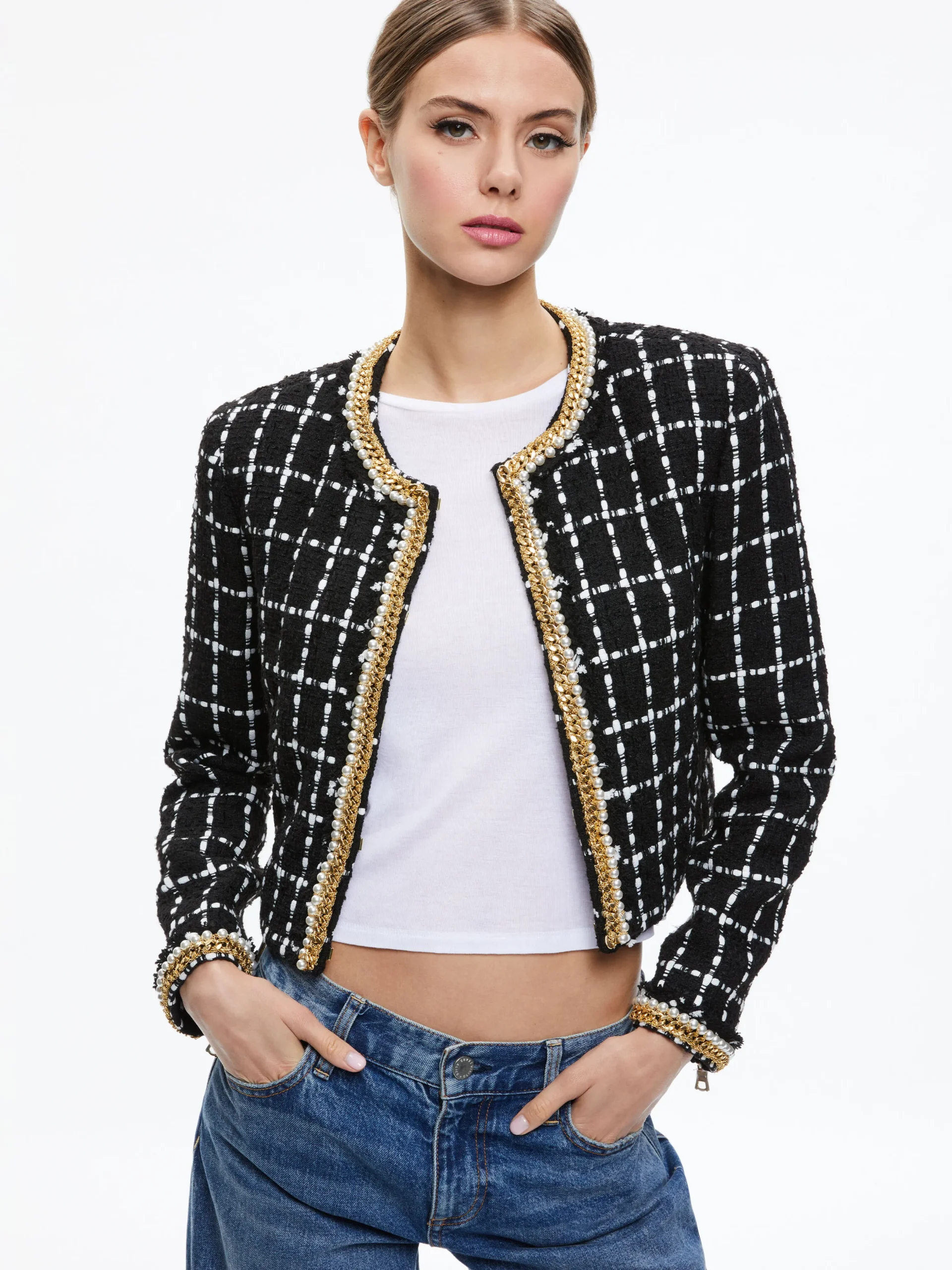 SABINA CHAIN TRIM TWEED JACKET