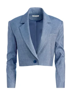 SHAN CROPPED CHAMBRAY BLAZER