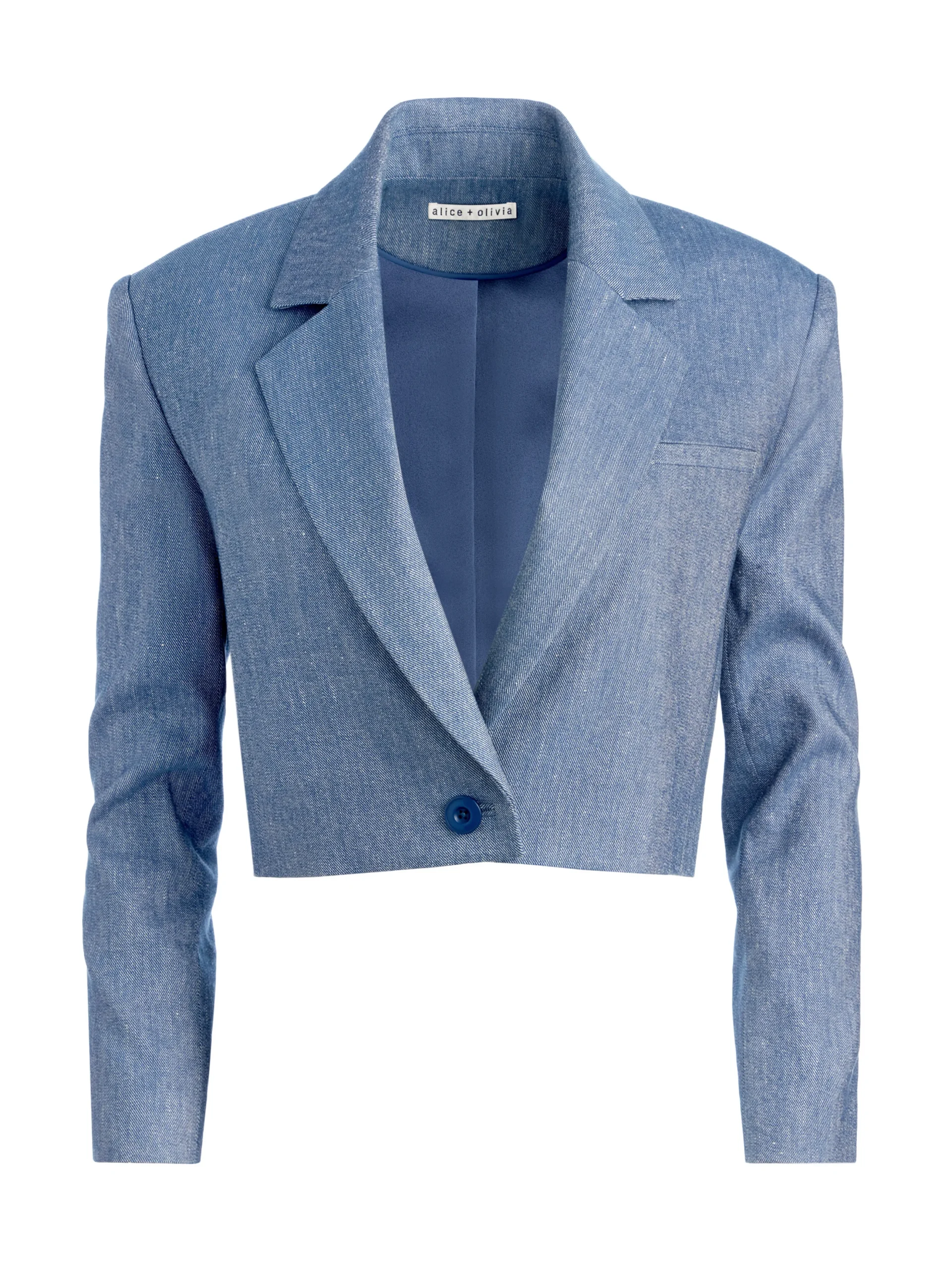 SHAN CROPPED CHAMBRAY BLAZER