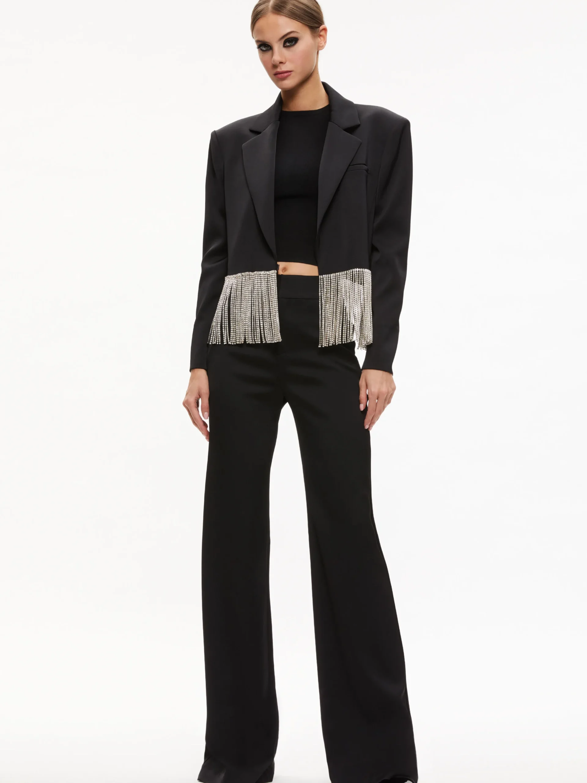 SHAN CRYSTAL FRINGE BLAZER