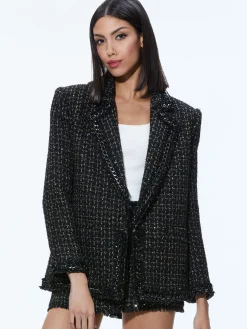 SHAN TWEED CHAIN TRIM BLAZER