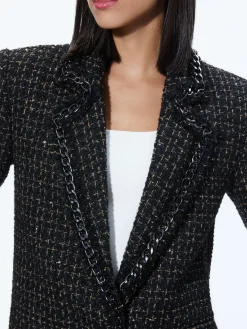 SHAN TWEED CHAIN TRIM BLAZER
