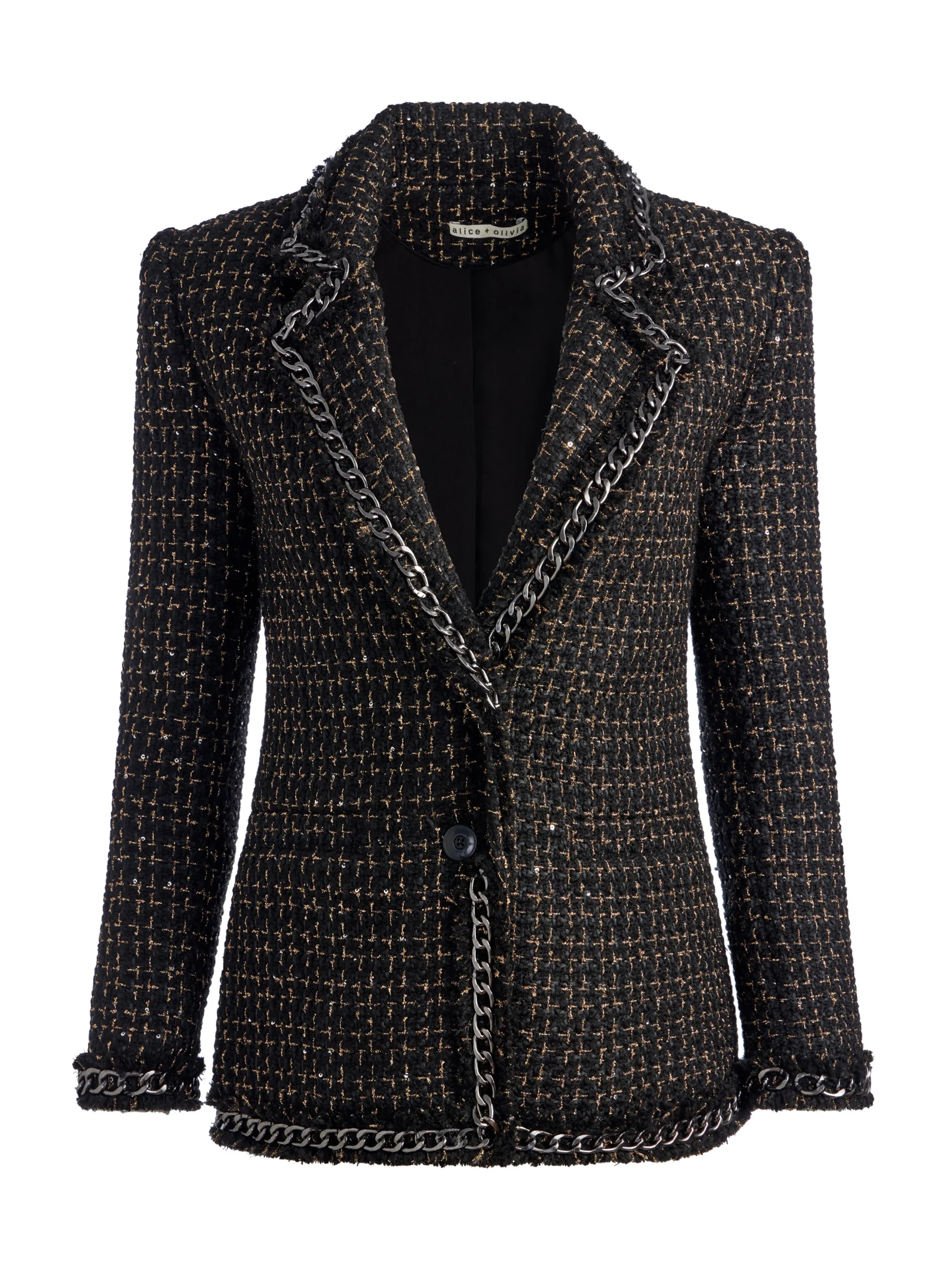 SHAN TWEED CHAIN TRIM BLAZER