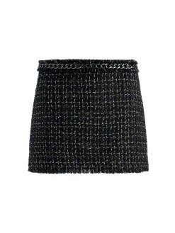 SHAN TWEED CHAIN TRIM BLAZER + JALEN CHAIN MINI SKIRT