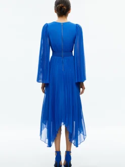 SION SUNBURST PLEATED MAXI DRESS