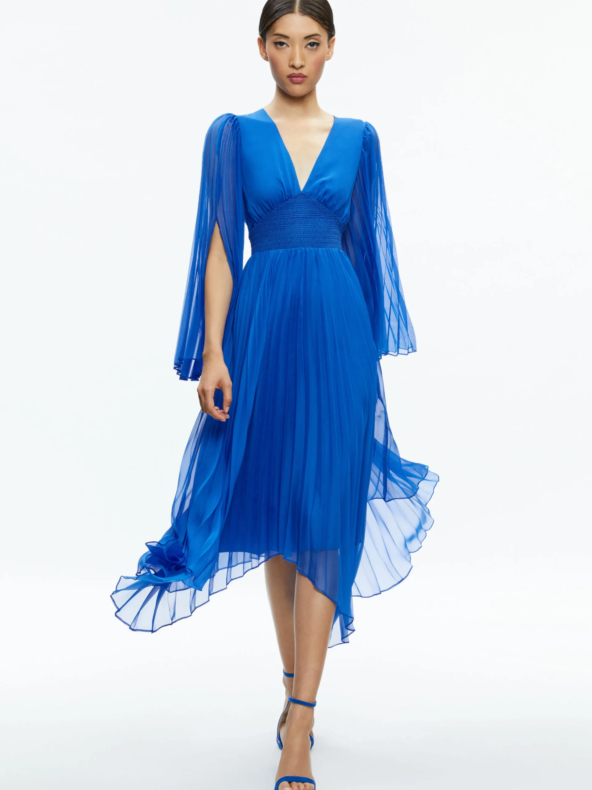 SION SUNBURST PLEATED MAXI DRESS