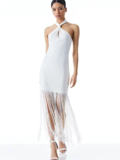 STEPH TWIST NECK FRINGE DRESS