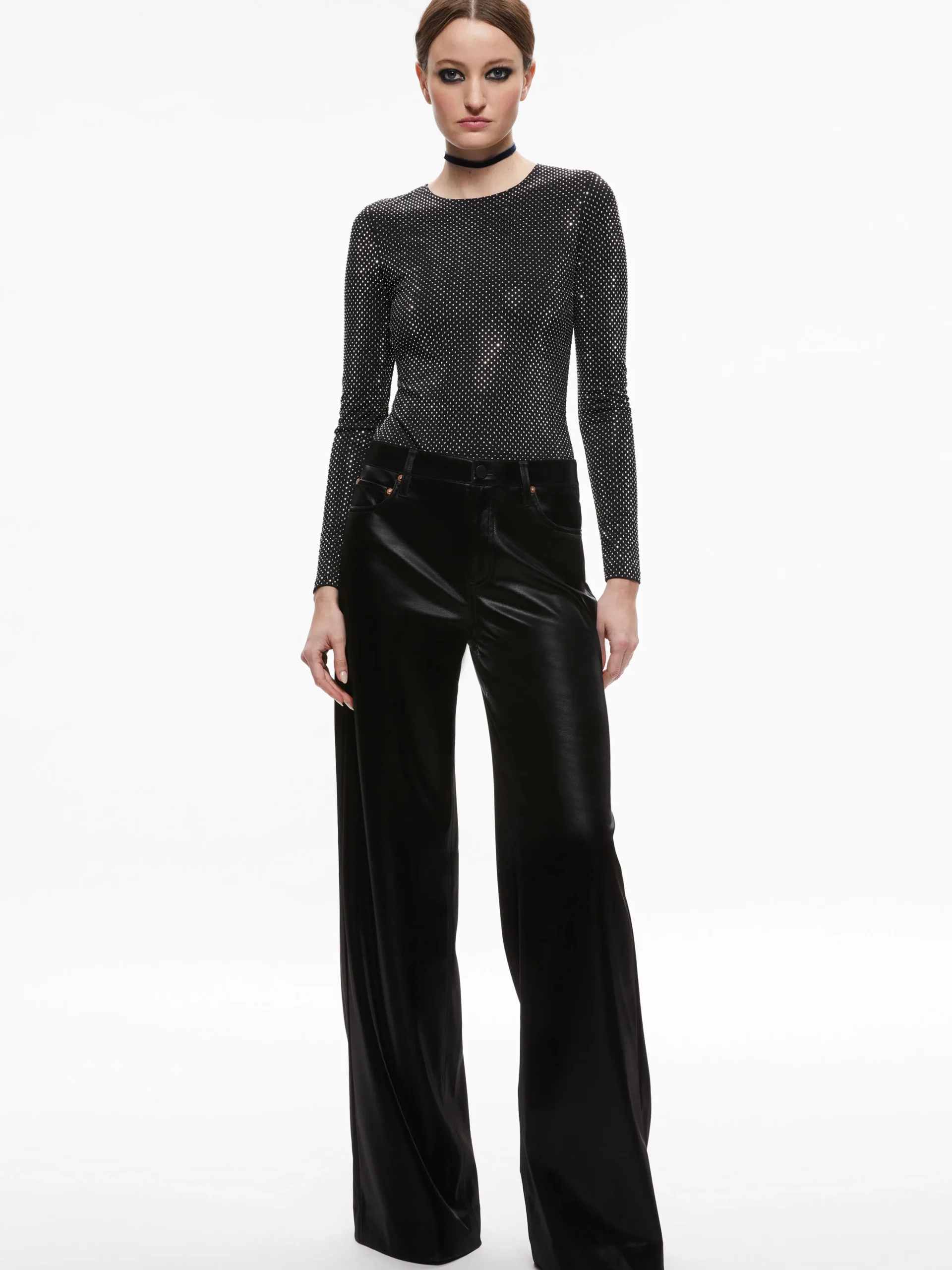 TAEYN EMBELLISHED CREW NECK BODYSUIT
