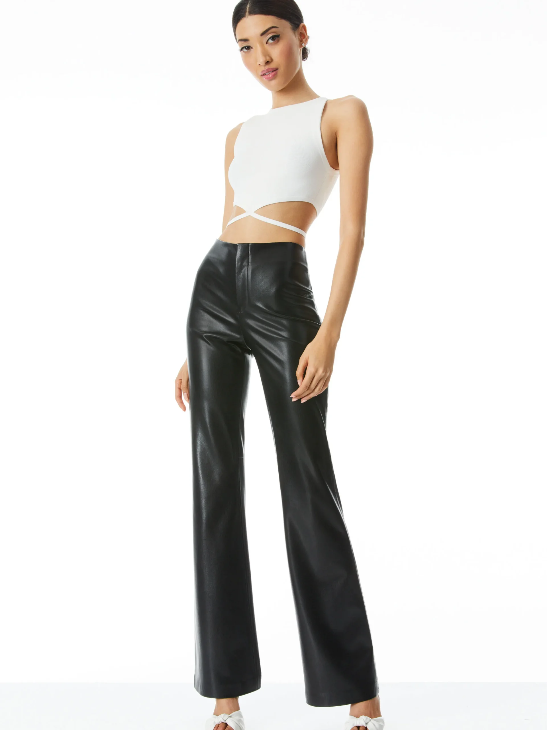 TEENY VEGAN LEATHER FLARE PANT